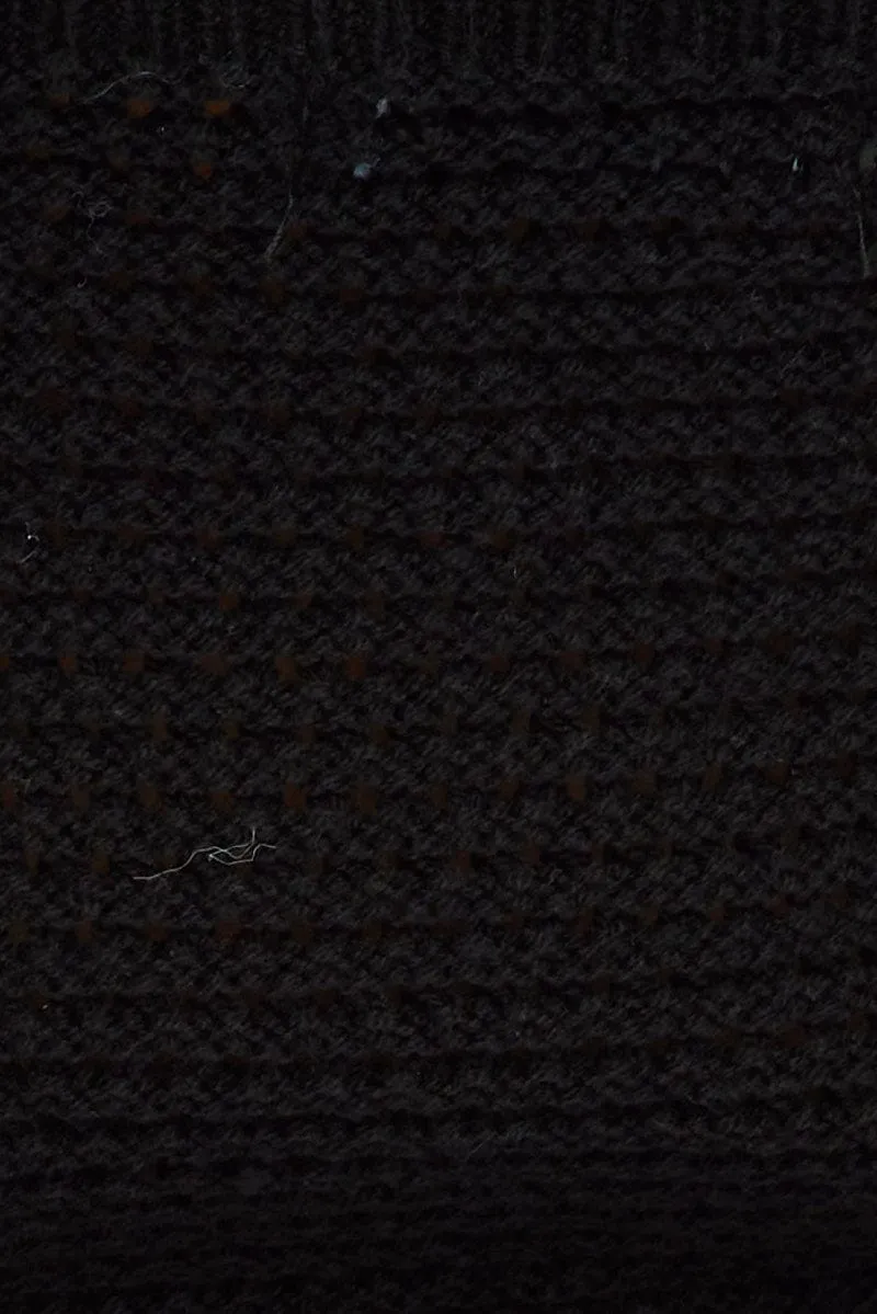Black Crochet Singlet Top V Neck