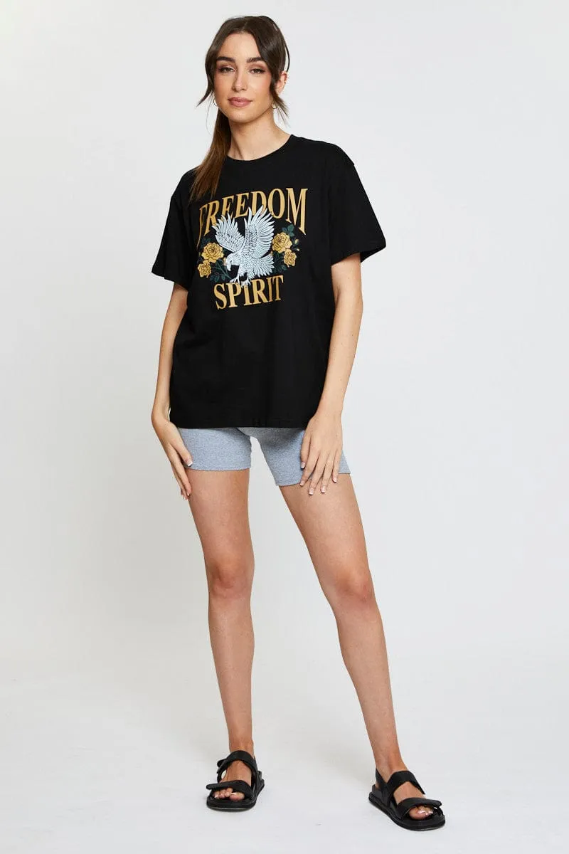 Black Graphic T Shirt Short Sleeve