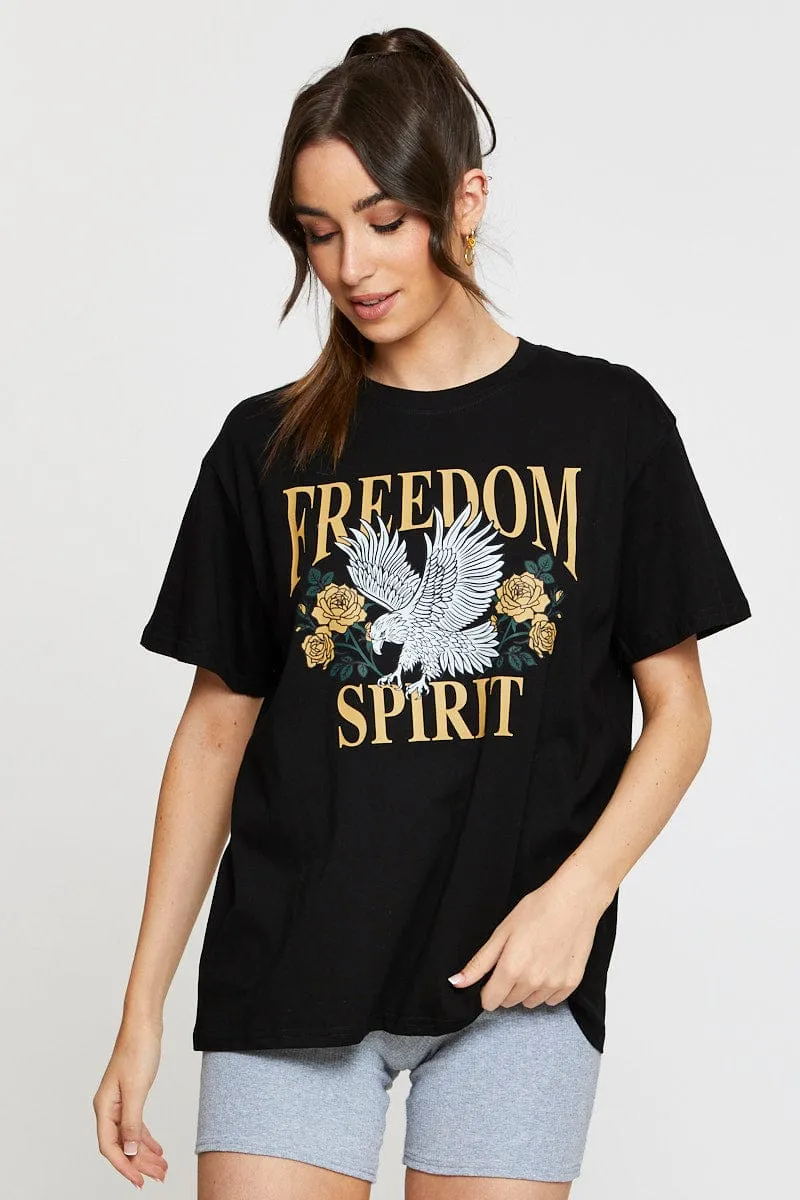 Black Graphic T Shirt Short Sleeve