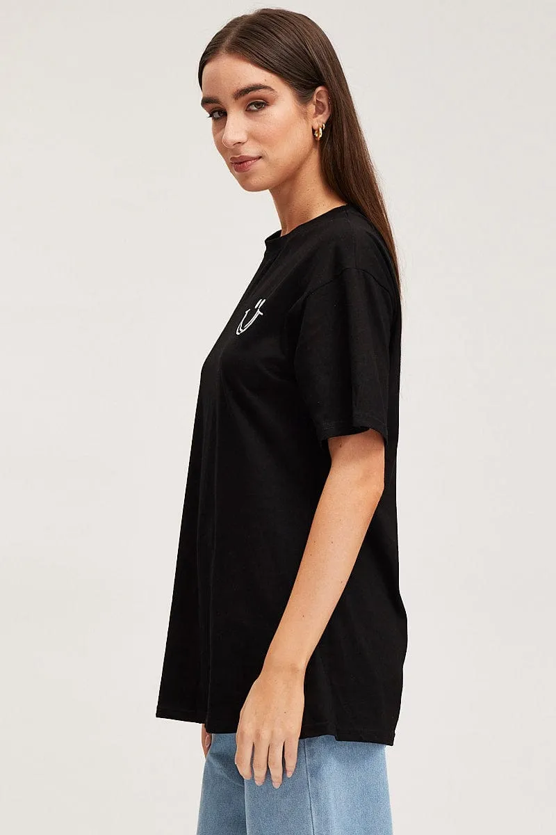 Black Graphic T Shirt Short Sleeve