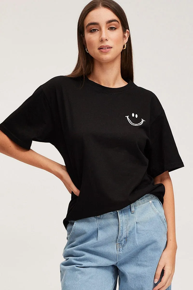 Black Graphic T Shirt Short Sleeve