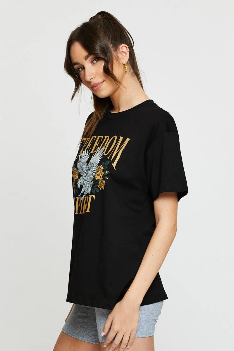 Black Graphic T Shirt Short Sleeve