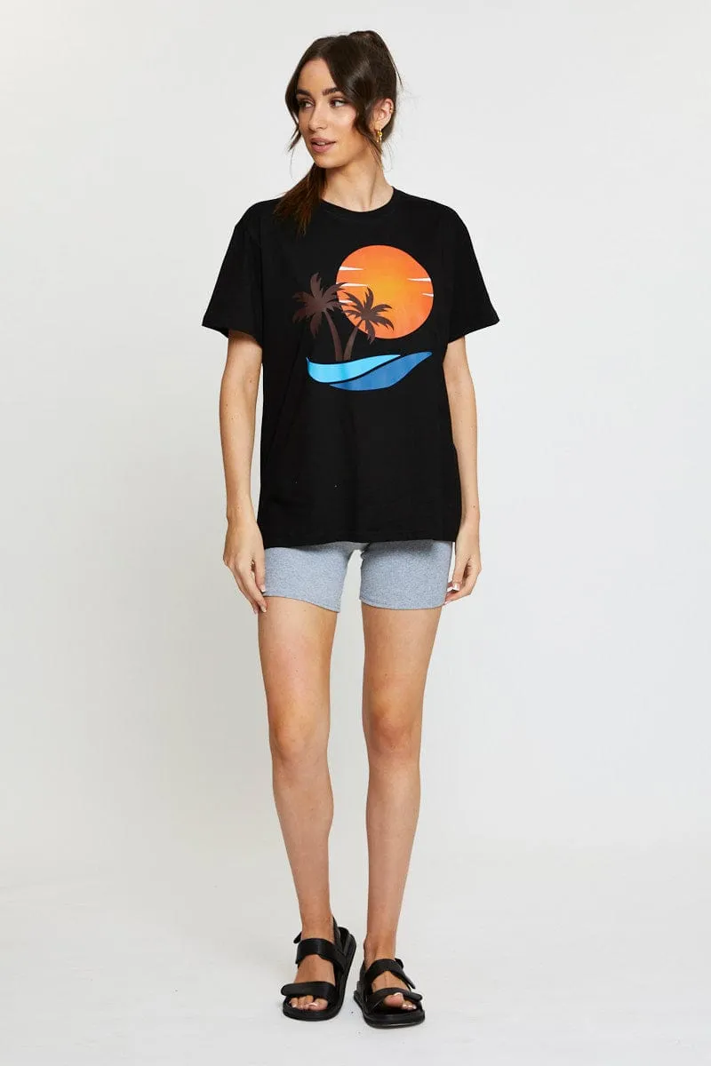 Black Graphic T Shirt Short Sleeve