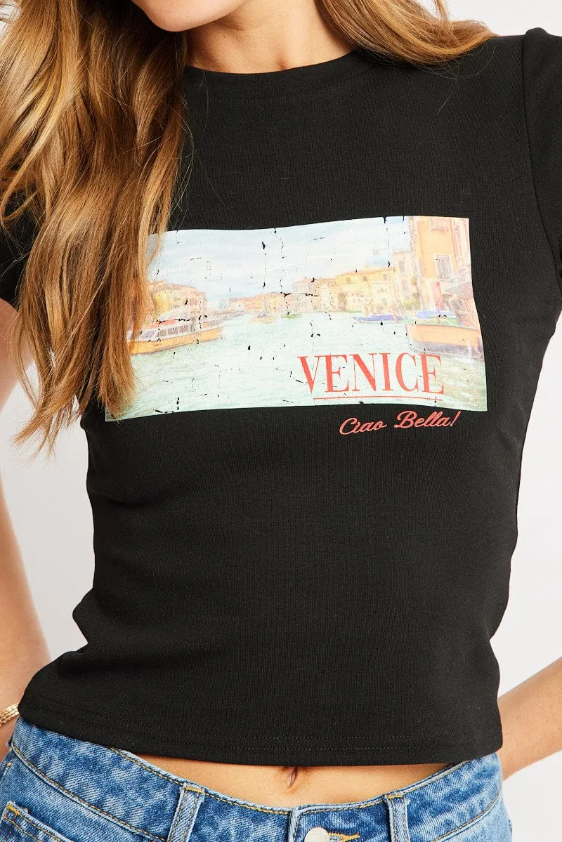 Black Graphic Tee Short Sleeve