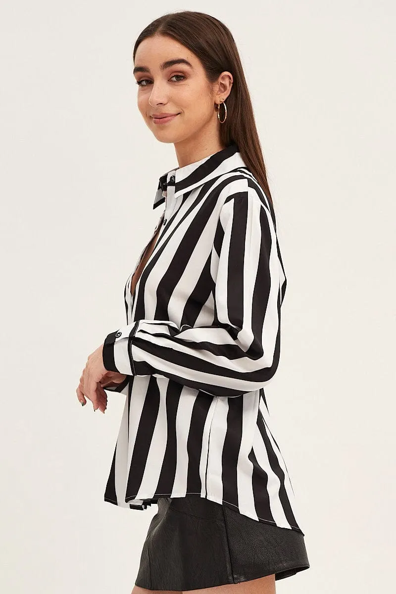 Black Shirt Long Sleeve Collared Button Up Longline