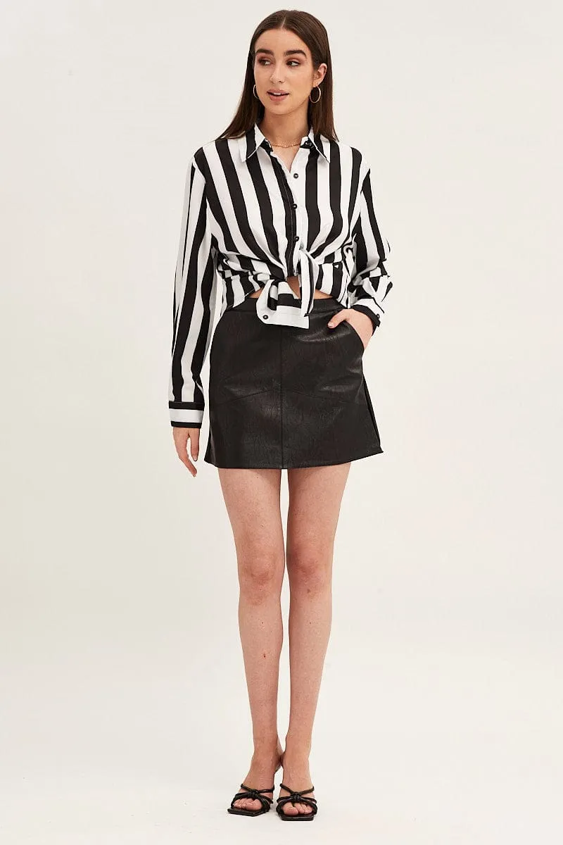 Black Shirt Long Sleeve Collared Button Up Longline