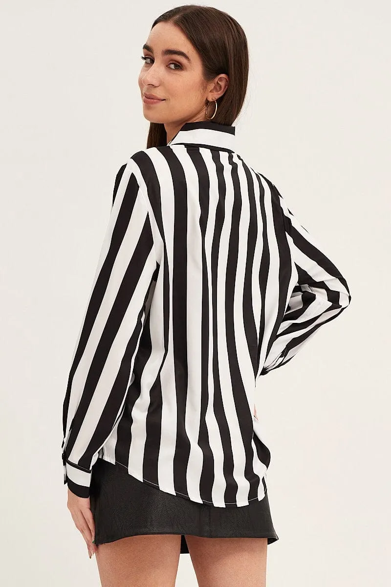 Black Shirt Long Sleeve Collared Button Up Longline