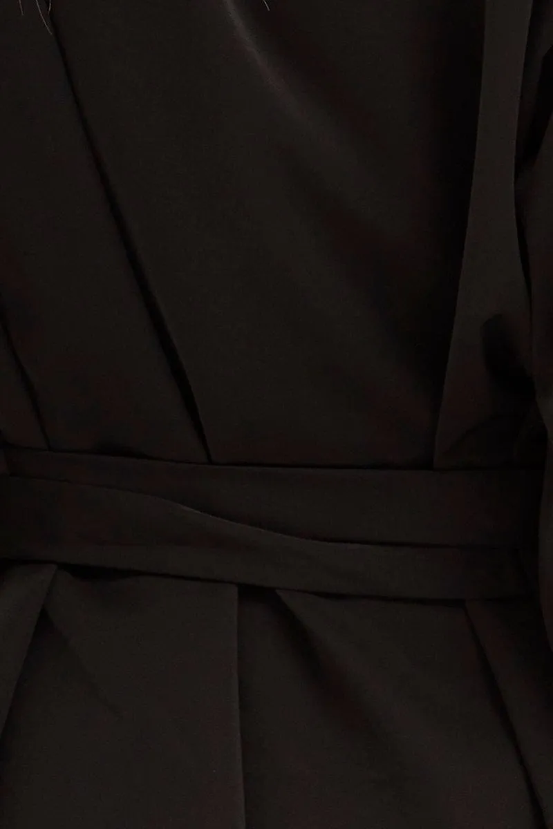 Black Shirt Top Long Sleeve Satin