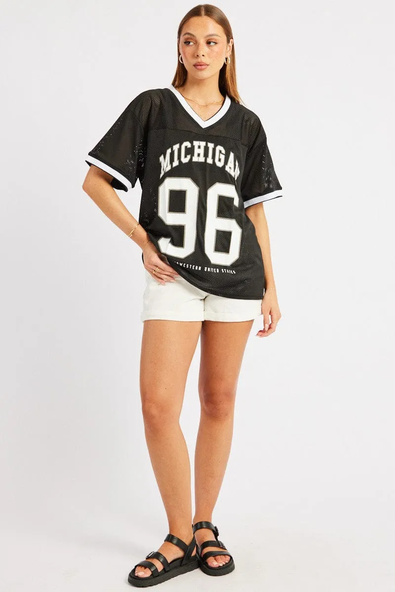 Black Sports Tee Short Sleeve