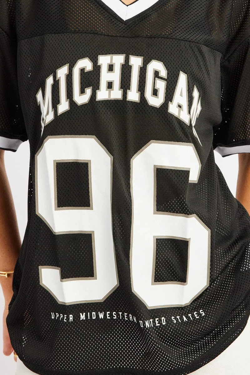 Black Sports Tee Short Sleeve