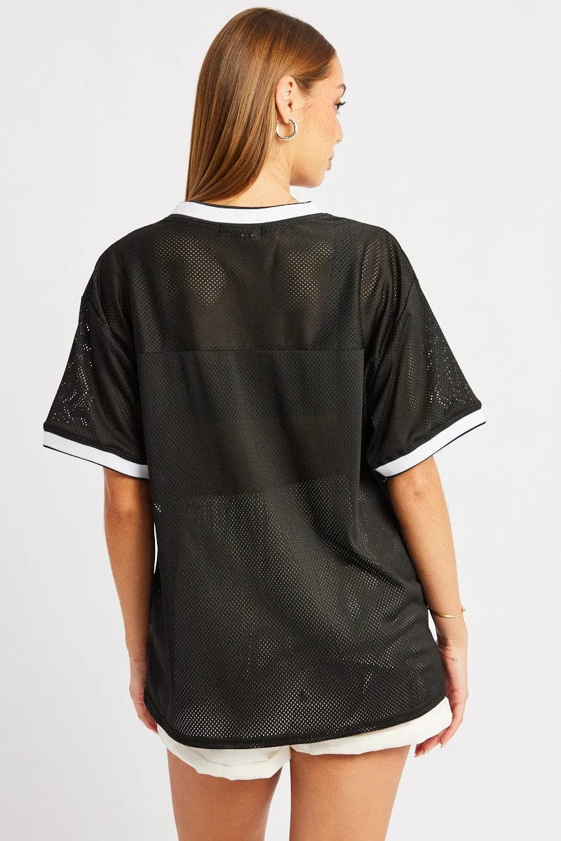 Black Sports Tee Short Sleeve