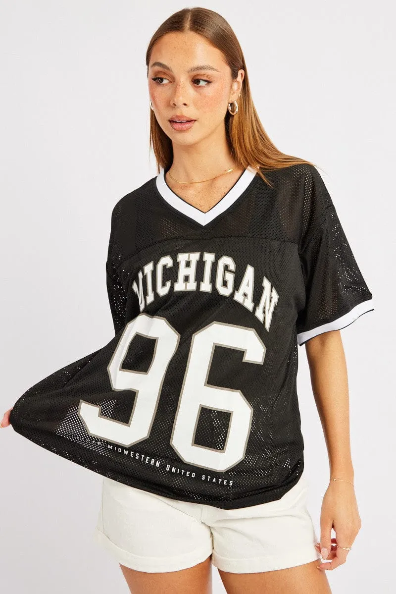 Black Sports Tee Short Sleeve