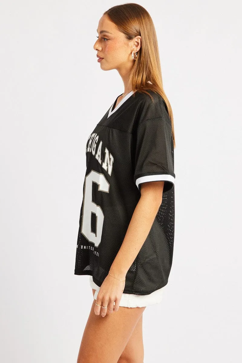 Black Sports Tee Short Sleeve