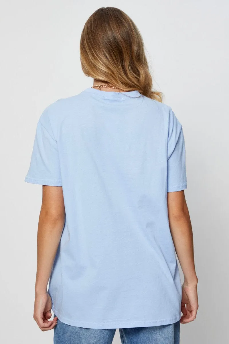 Blue Graphic T Shirt Short Sleeve