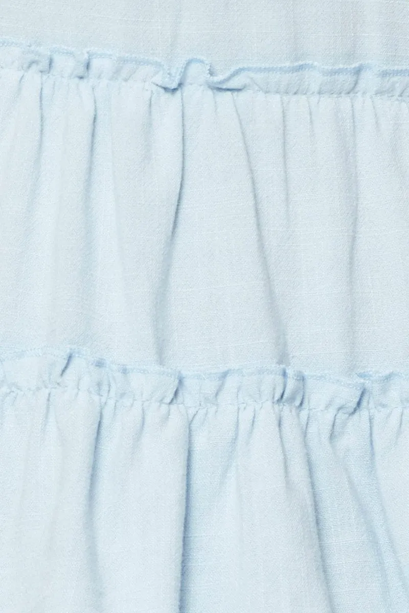 Blue Peplum Blouse Sleeveless V-Neck