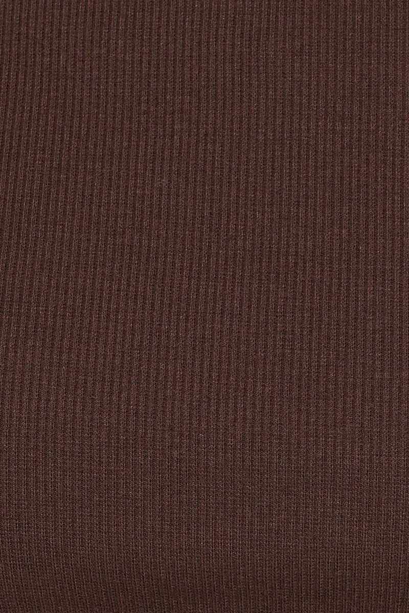 Brown Cut Out Top Long Sleeve