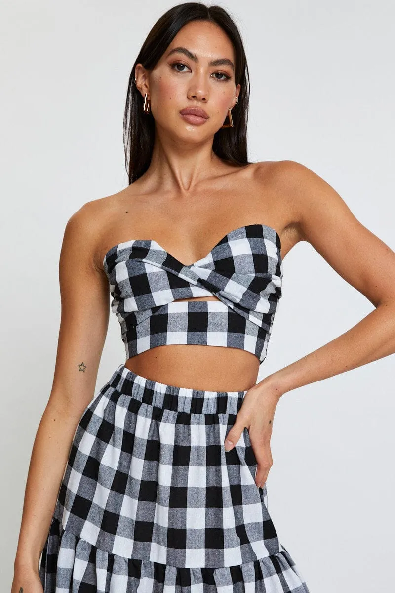 Check Singlet Top Crop