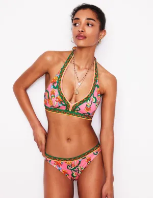 Classic Bikini Bottoms-Pink Rose. Foliage Trail