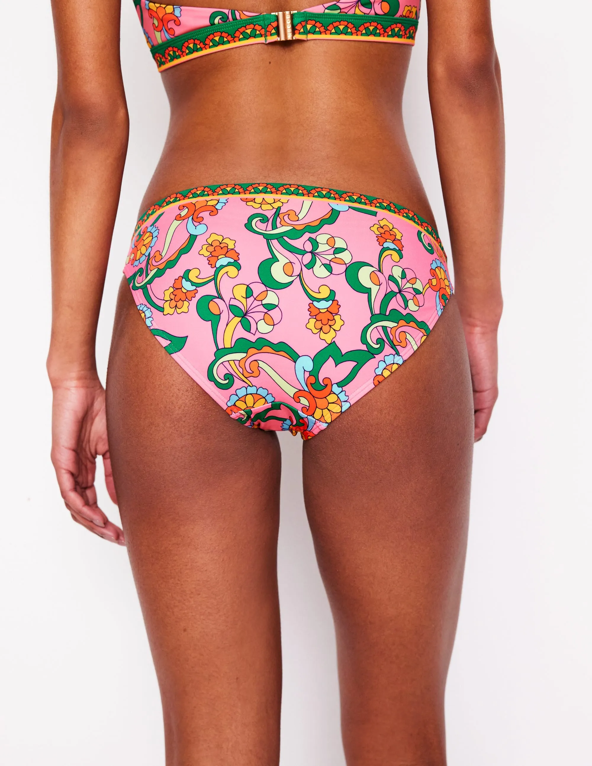 Classic Bikini Bottoms-Pink Rose. Foliage Trail