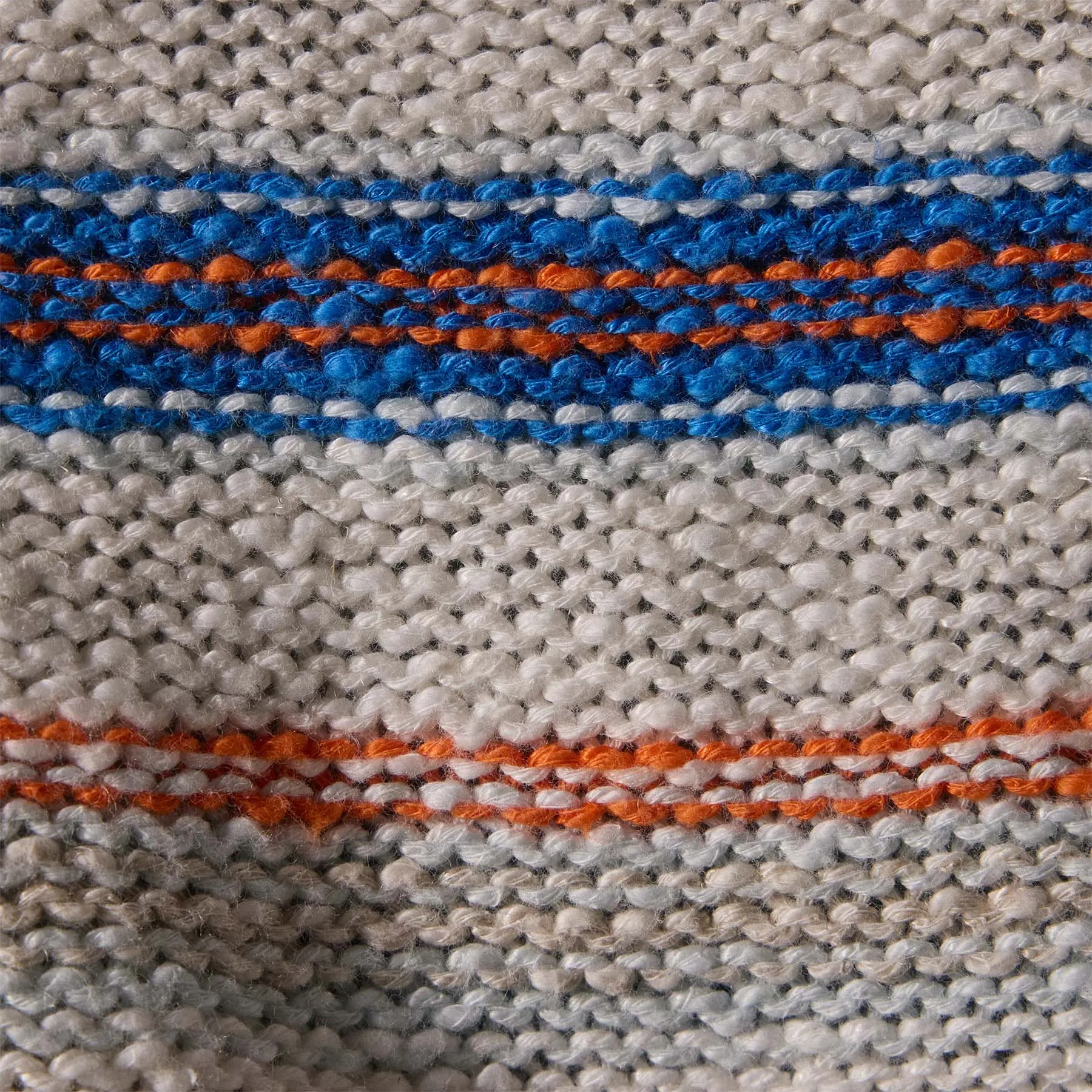 Cotton Linen Knit Stripe Sweater - Multi White