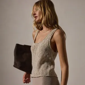 Cotton Linen Knit Tank - Natural