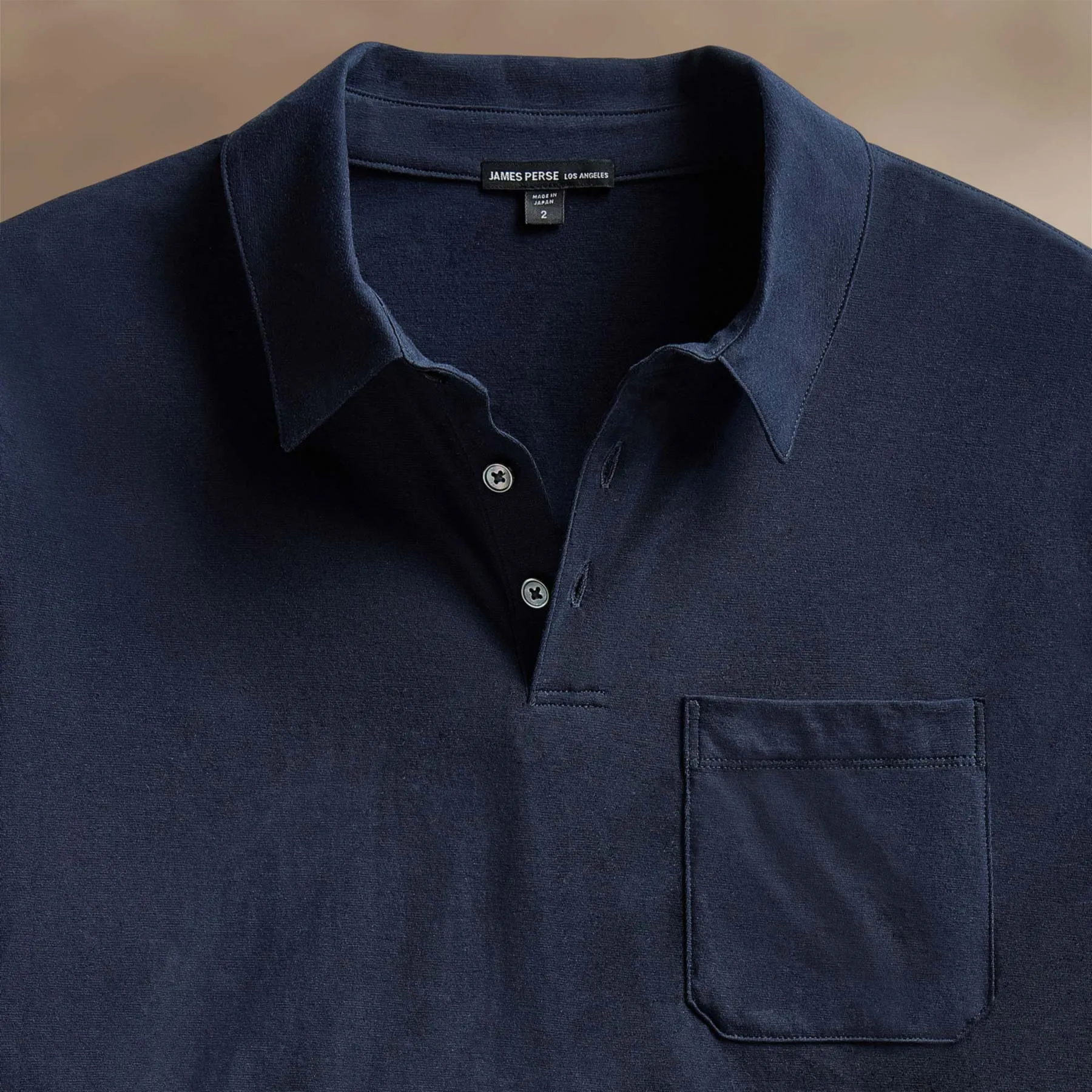 Cotton Linen Pocket Polo - Navy