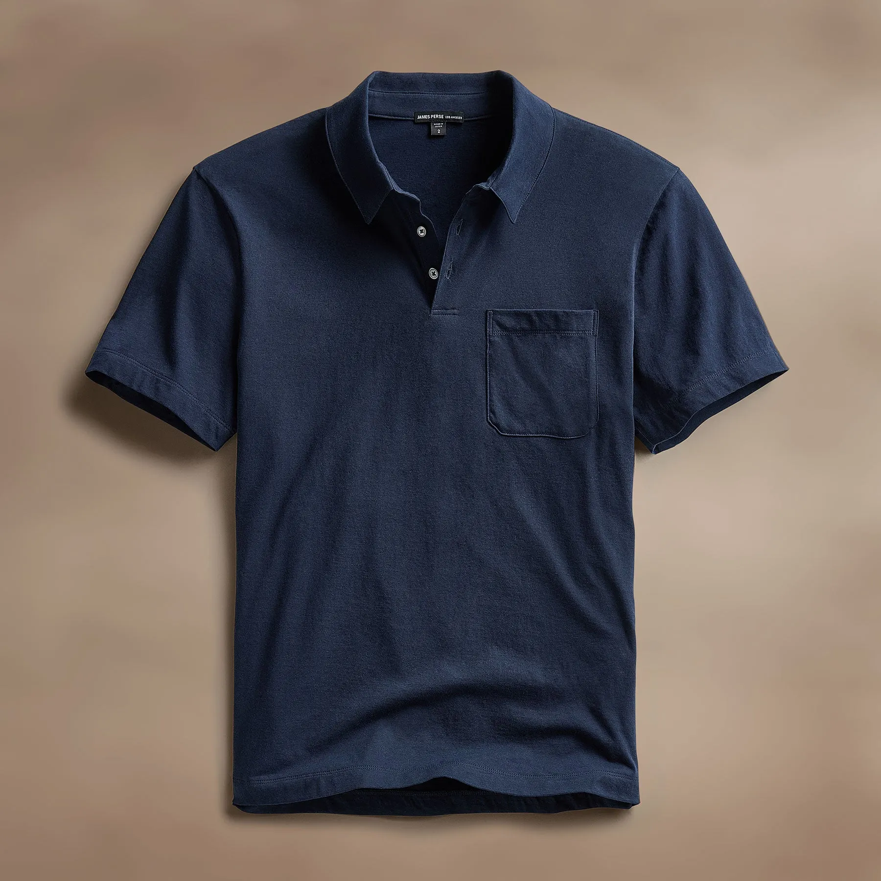 Cotton Linen Pocket Polo - Navy