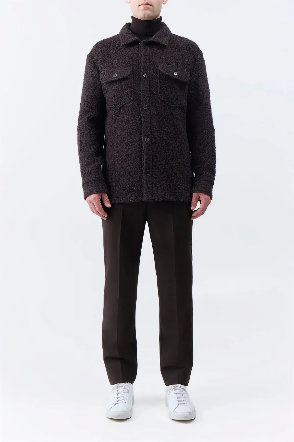 Fargo Overshirt in Chocolate Recycled Cashmere Boucle