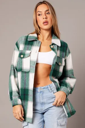 Green Check Relaxed Shirt Long Sleeve