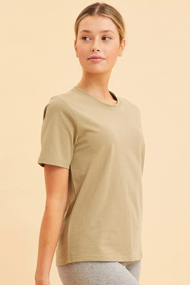 Green Relaxed T-Shirt Heavy Cotton Crew Neck