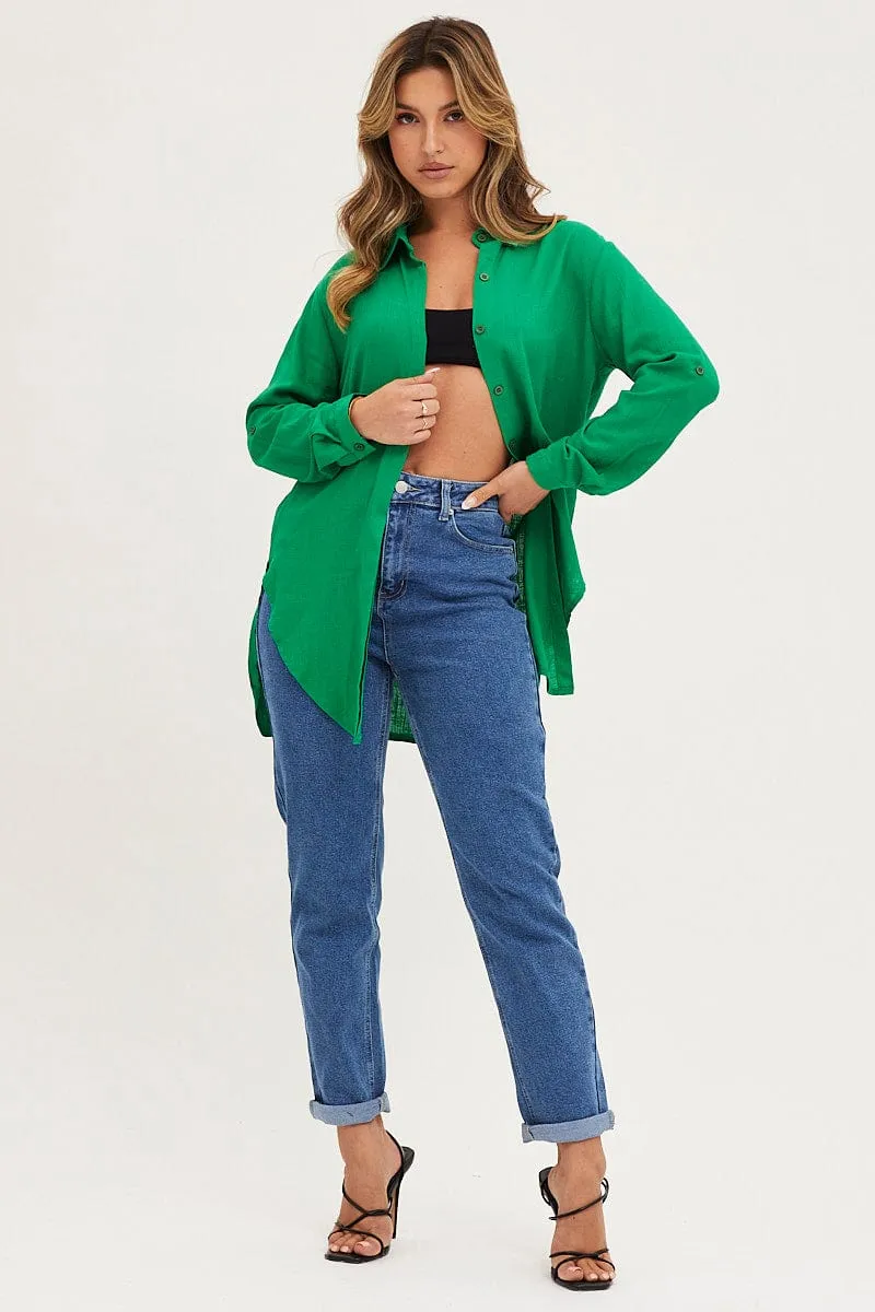 Green Shirt Top Long Sleeve