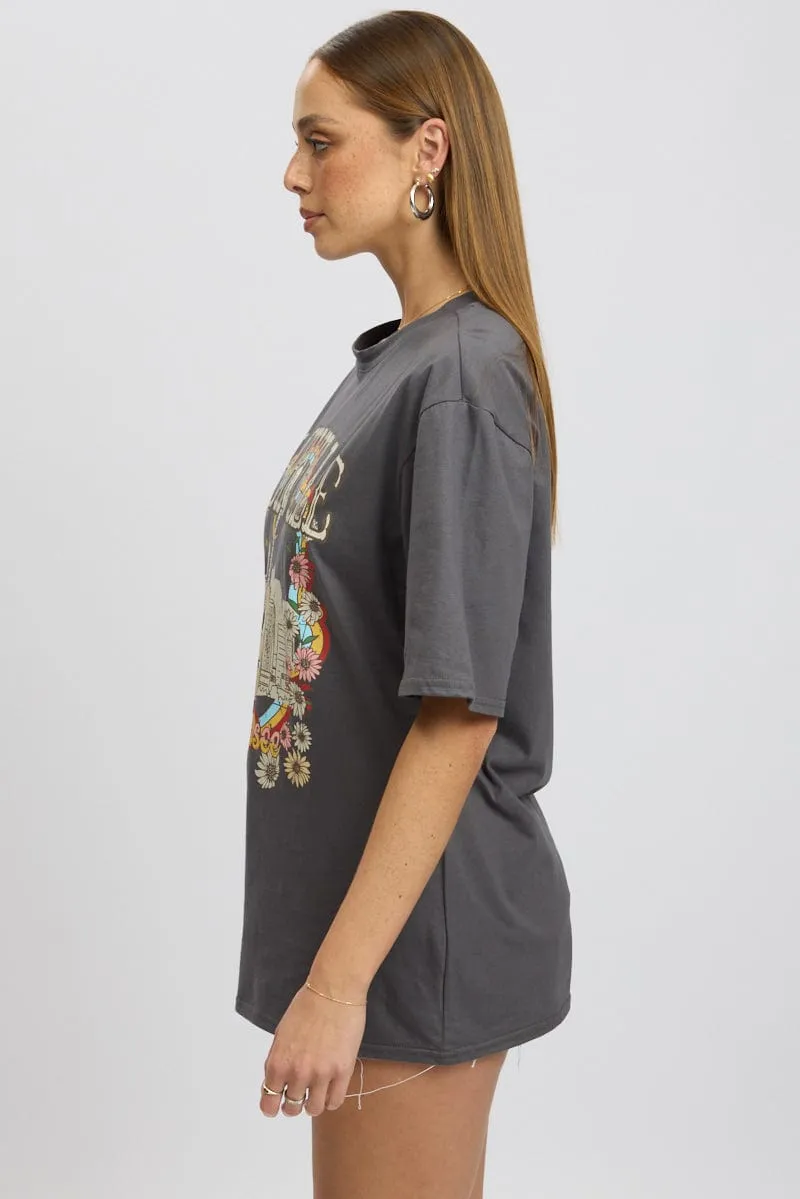 Grey Graphic Tee Short Sleeve