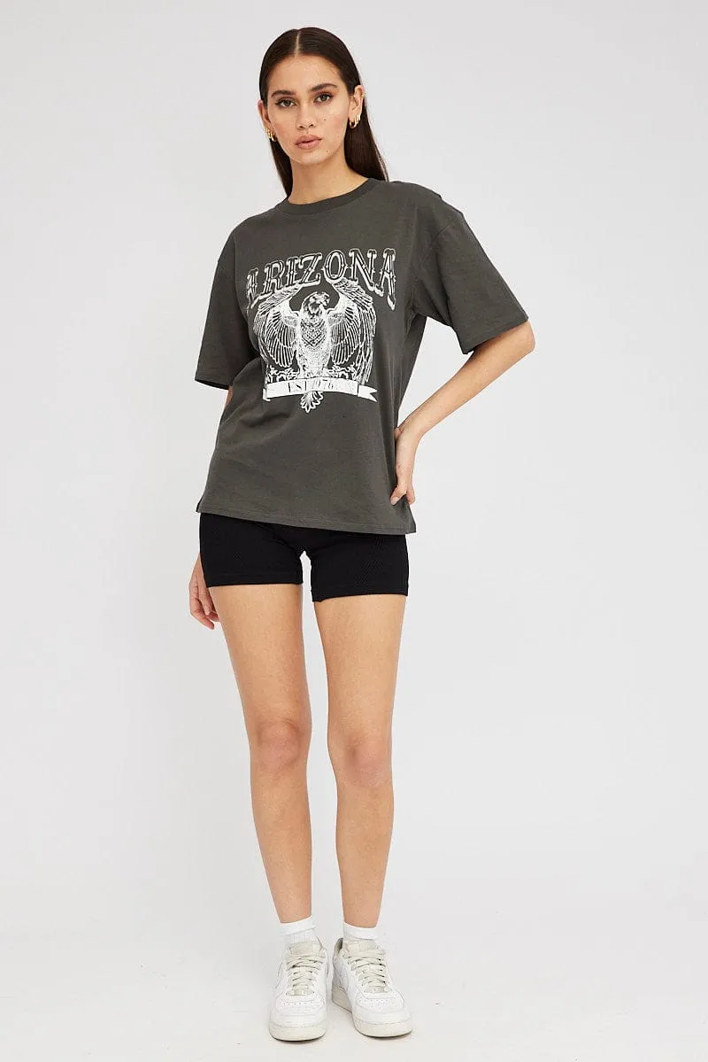 Grey Graphic Tee Short Sleeve