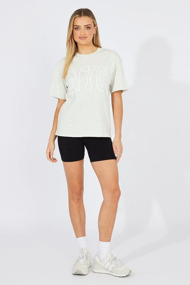Grey Graphic Tee Short Sleeve