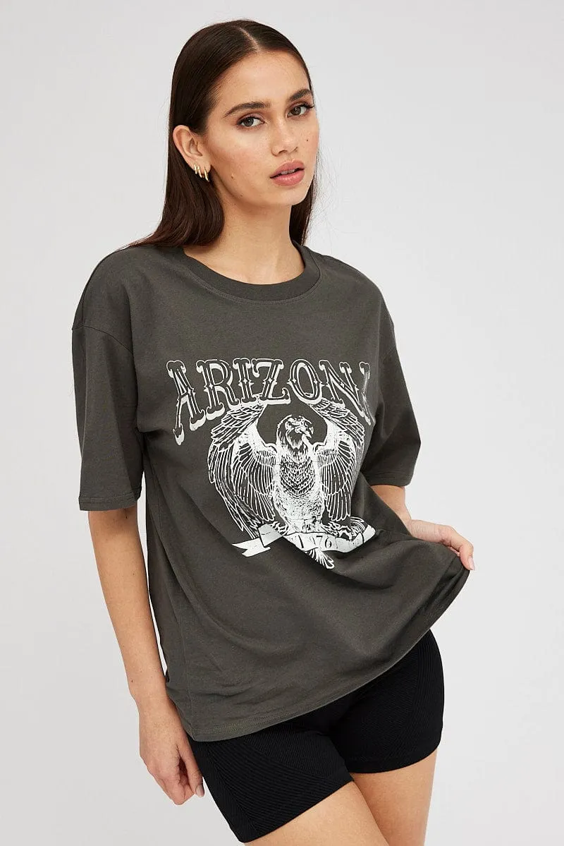 Grey Graphic Tee Short Sleeve