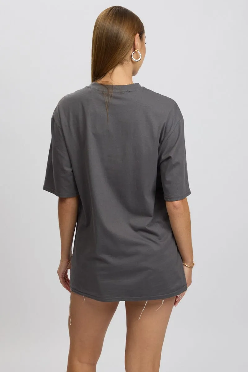 Grey Graphic Tee Short Sleeve