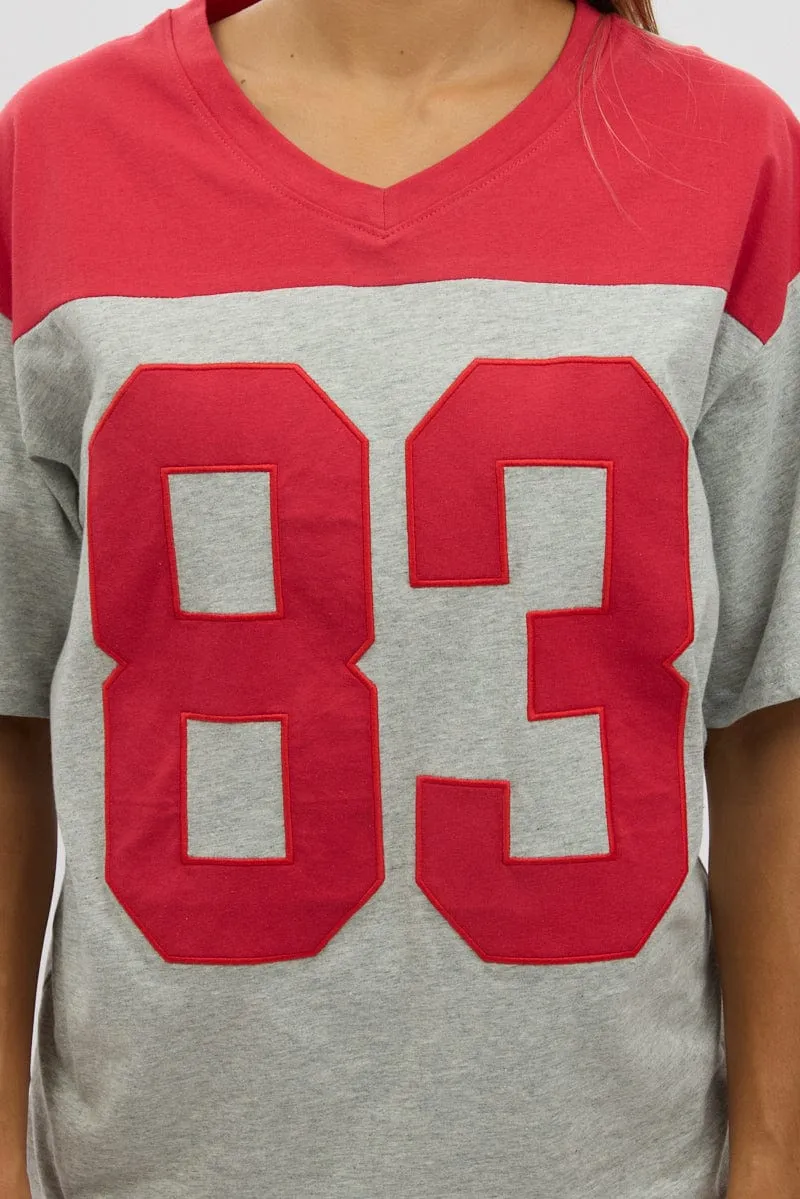 Grey Graphic Tee Short Sleeve