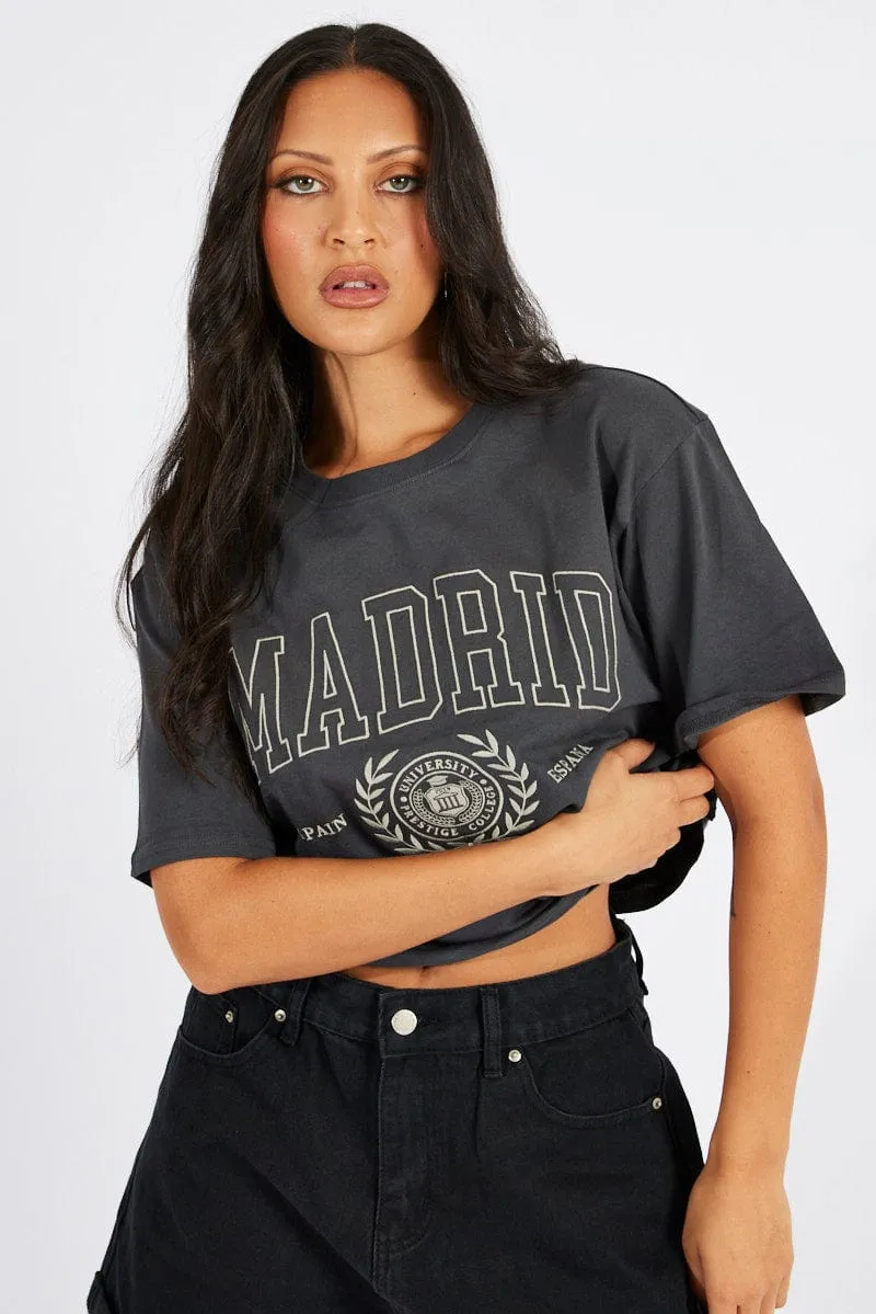 Grey Graphic Tee Short Sleeve
