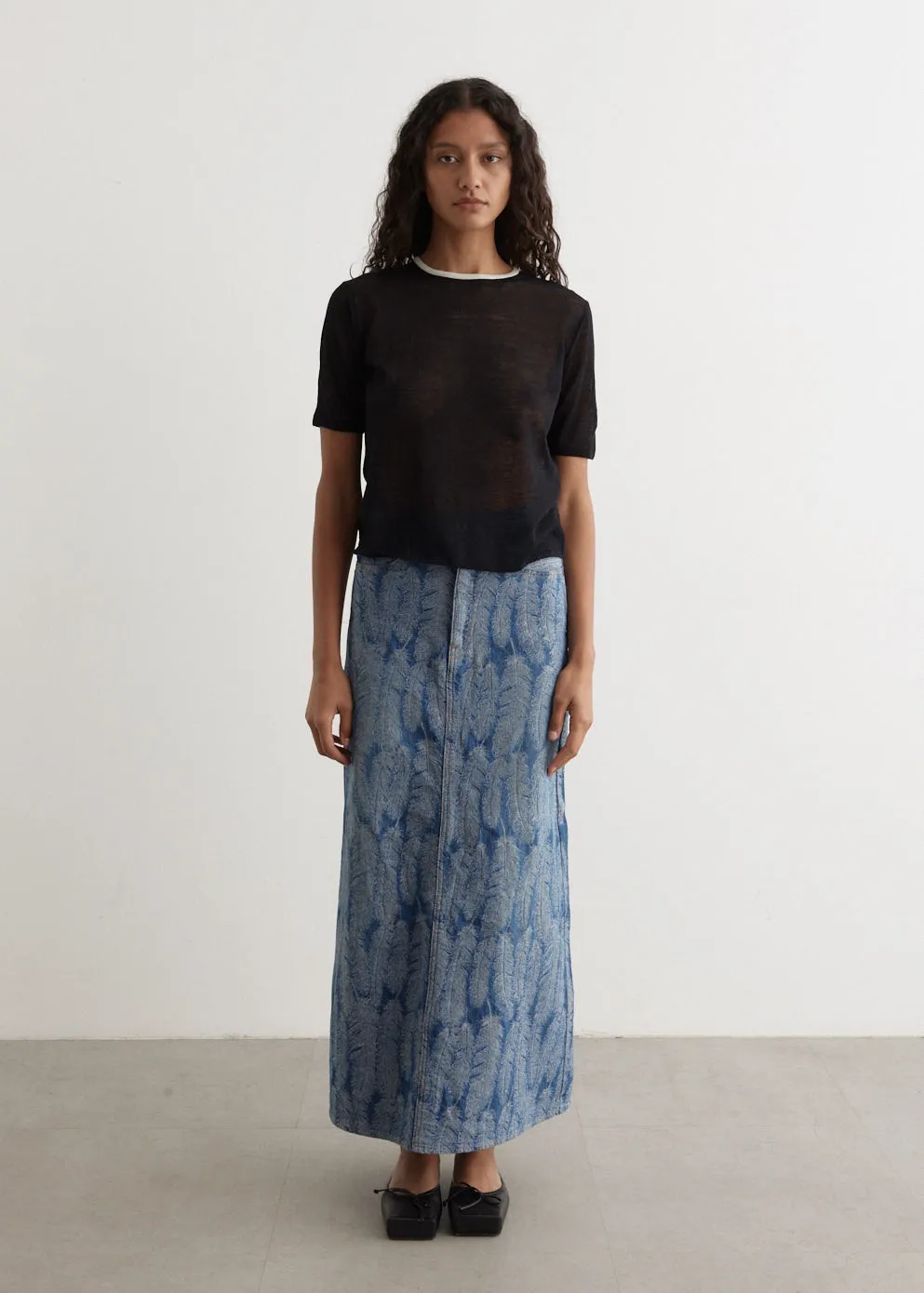 Hard Twist High Gauge Wool Silk Knit T-Shirt