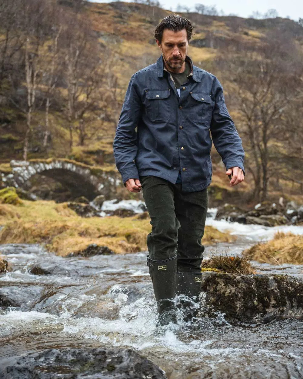 Hoggs of Fife Mens Huntly Waxed Canvas Utility Overshirt