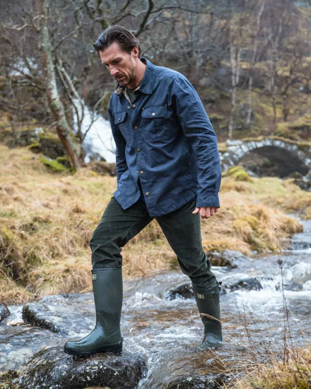 Hoggs of Fife Mens Huntly Waxed Canvas Utility Overshirt