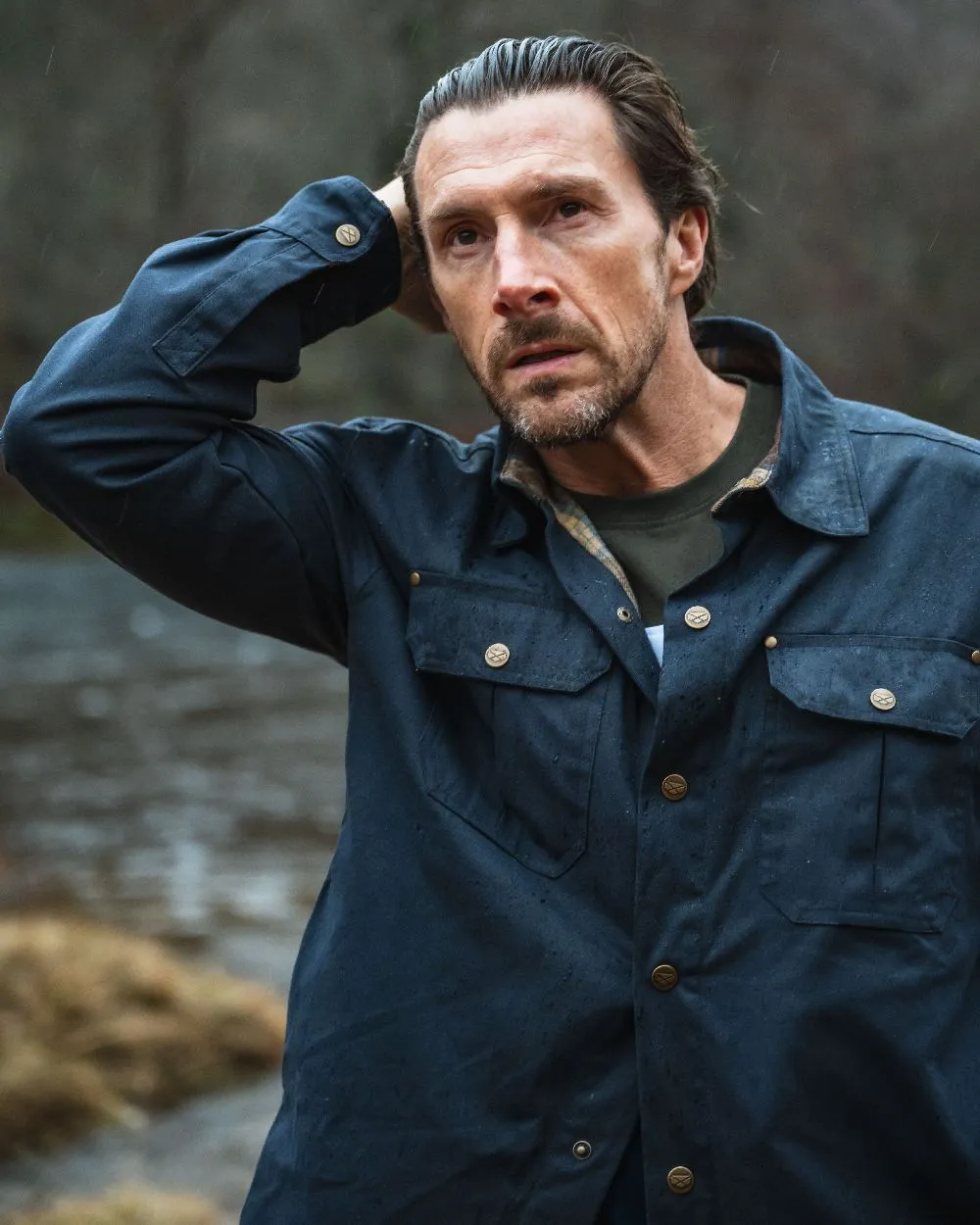 Hoggs of Fife Mens Huntly Waxed Canvas Utility Overshirt