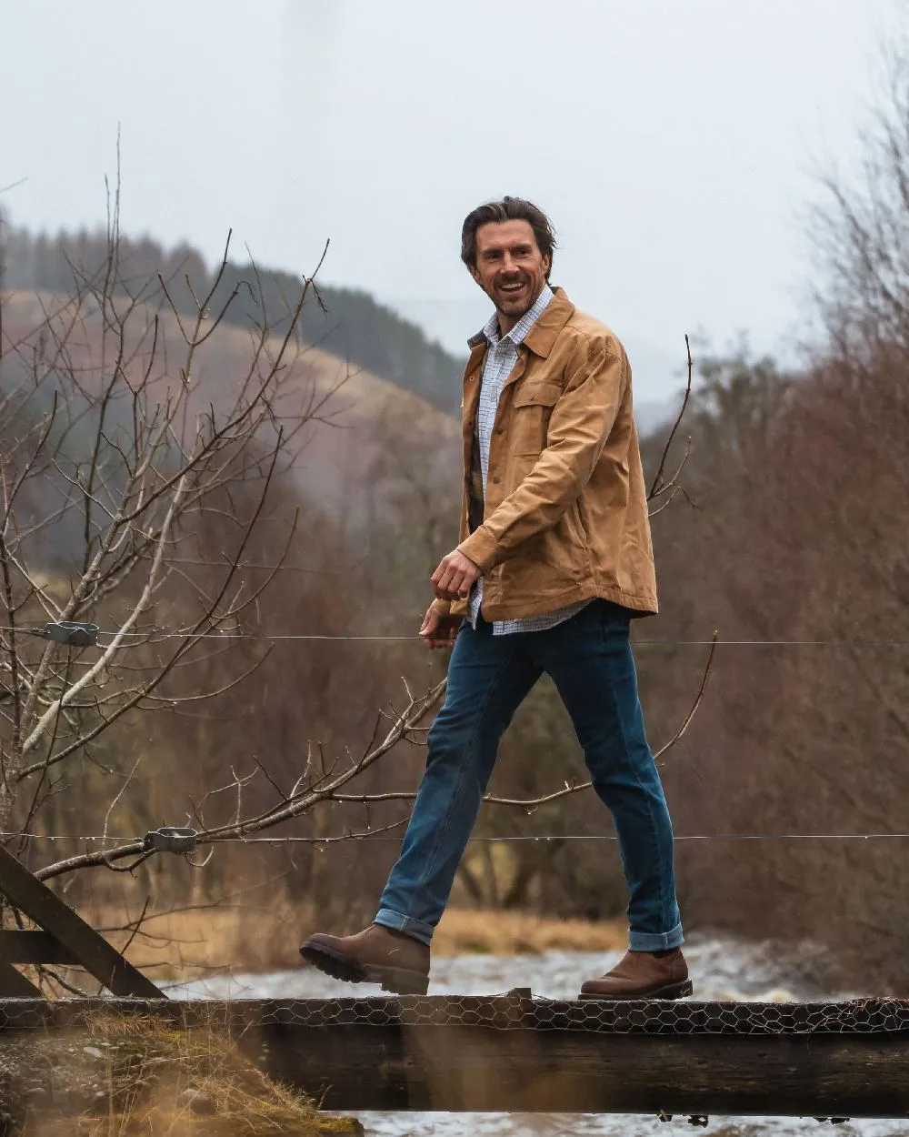 Hoggs of Fife Mens Huntly Waxed Canvas Utility Overshirt