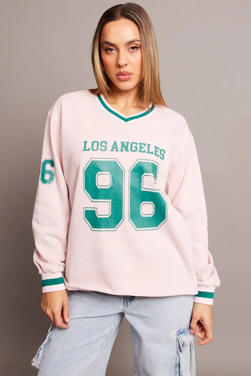 Pink Graphic Tee Long Sleeve