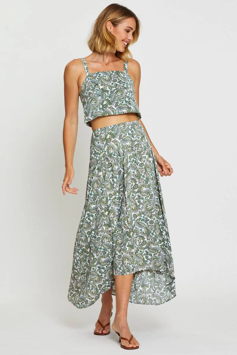 Print Singlet Top Sleeveless Crop