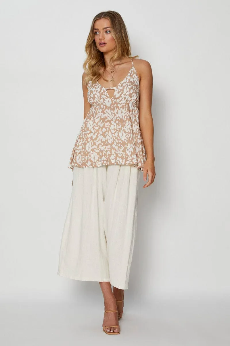 Print Singlet Top Sleeveless V-Neck