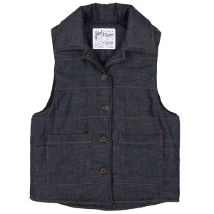 Quilted Vest - Slub   Nep   Rinsed - Indigo