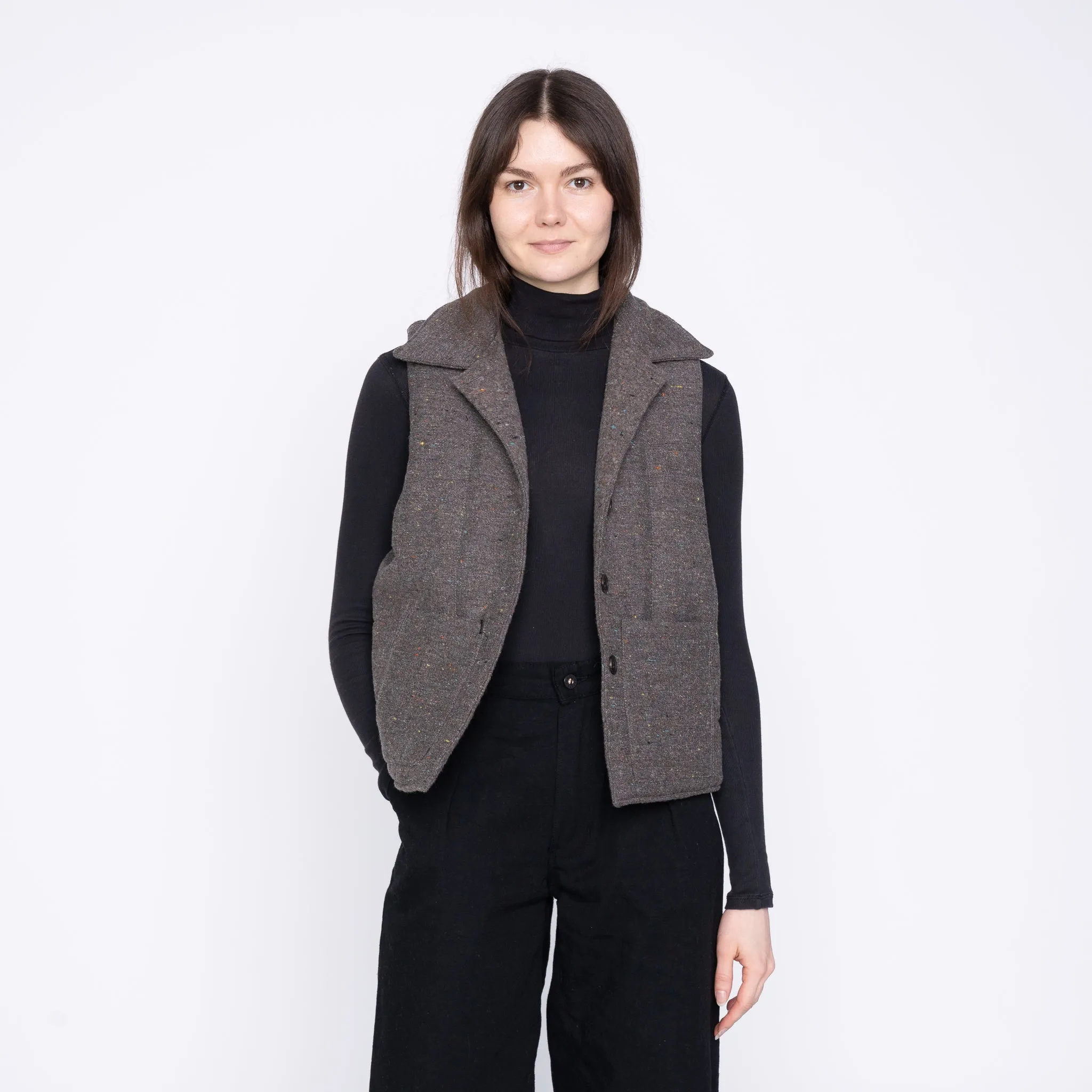 Quilted Vest - Wool   Multi   Nep - Brown