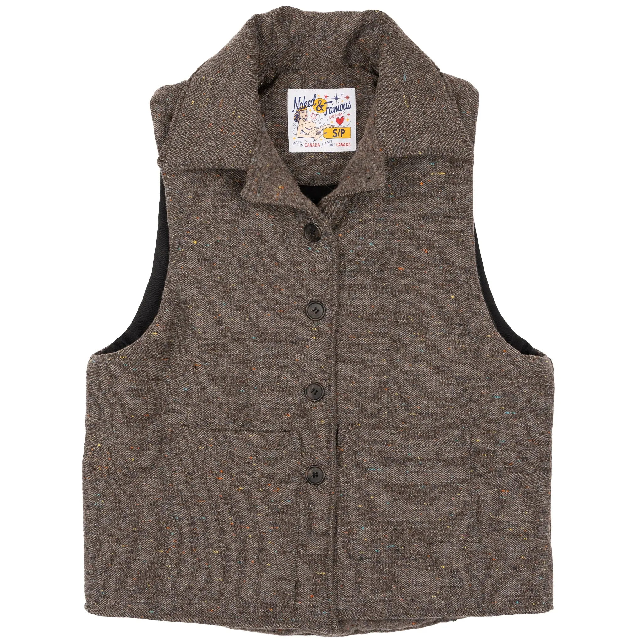 Quilted Vest - Wool   Multi   Nep - Brown
