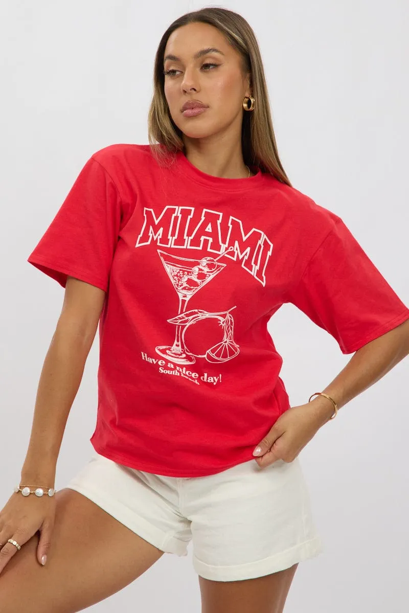 Red Graphic Tee Short Sleeve